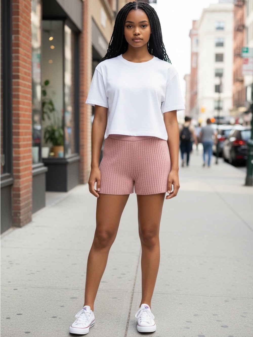 Eloquii Ribbed Stretch Sweater Knit Shorts Women’s SZ 14/16 Cottage Rose